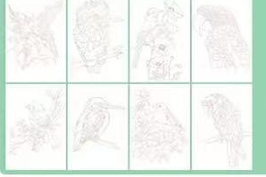 Las 8 láminas guiadas con dibujo de flores del kit de acuarela Jardín de Moments